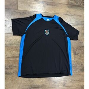 Vintage Y2k Fila Sport Soccer Jersey Center Logo Italy Patch Tee Black‎ Blue XXL